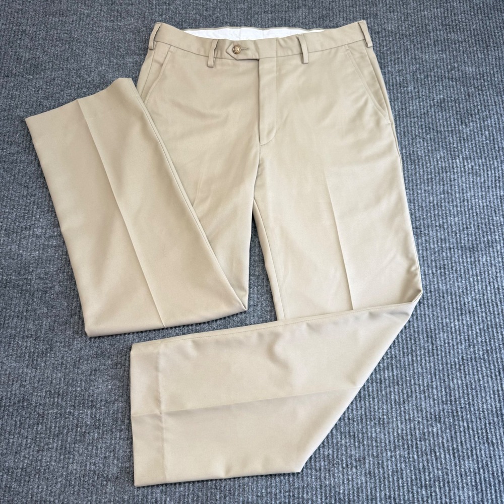 Tom James Khaki Dress Pants Mens 34x30 Tailored Classic Business Casual Slacks